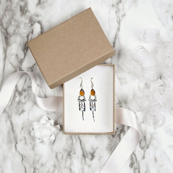 🌙 Amber Boho Dangle Earrings | Cassandra & Co. Boutique Collection - Picture 2 of 5